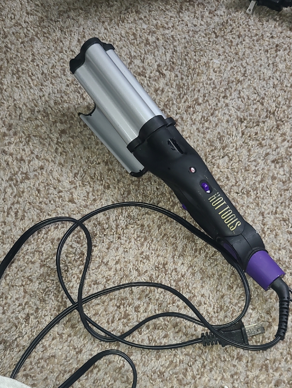 Hot Tools Triple Barrel Waver - Black & Silver with Purple Accent